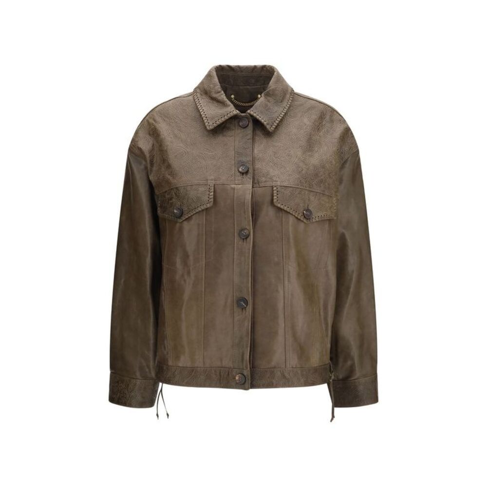 Golden Goose Brown Calf Leather Bos Taurus Leather Women's Jacket